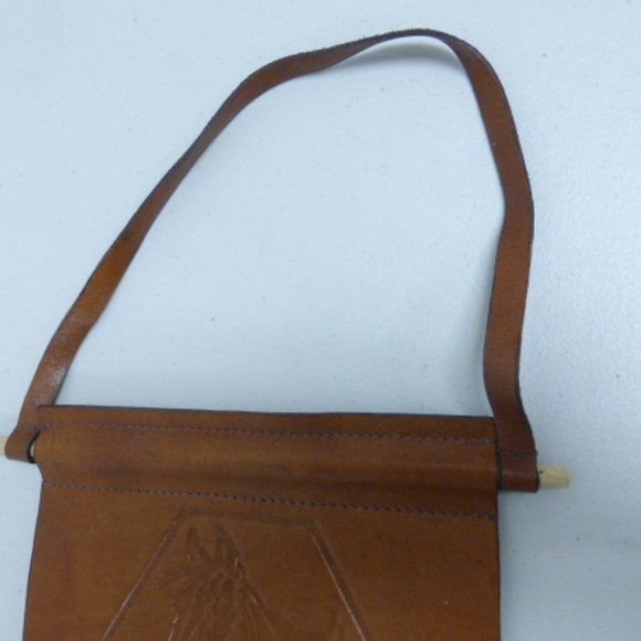 horses MESACE tooled leather WALL HANGING WINE HOLDER vintage